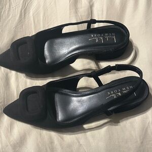 Nicole Miller Black Pointed Slingback Flats